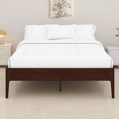Modern Wooden Platform Bed Frame featuring Wood Slats & Metal Support, Easy Assembly