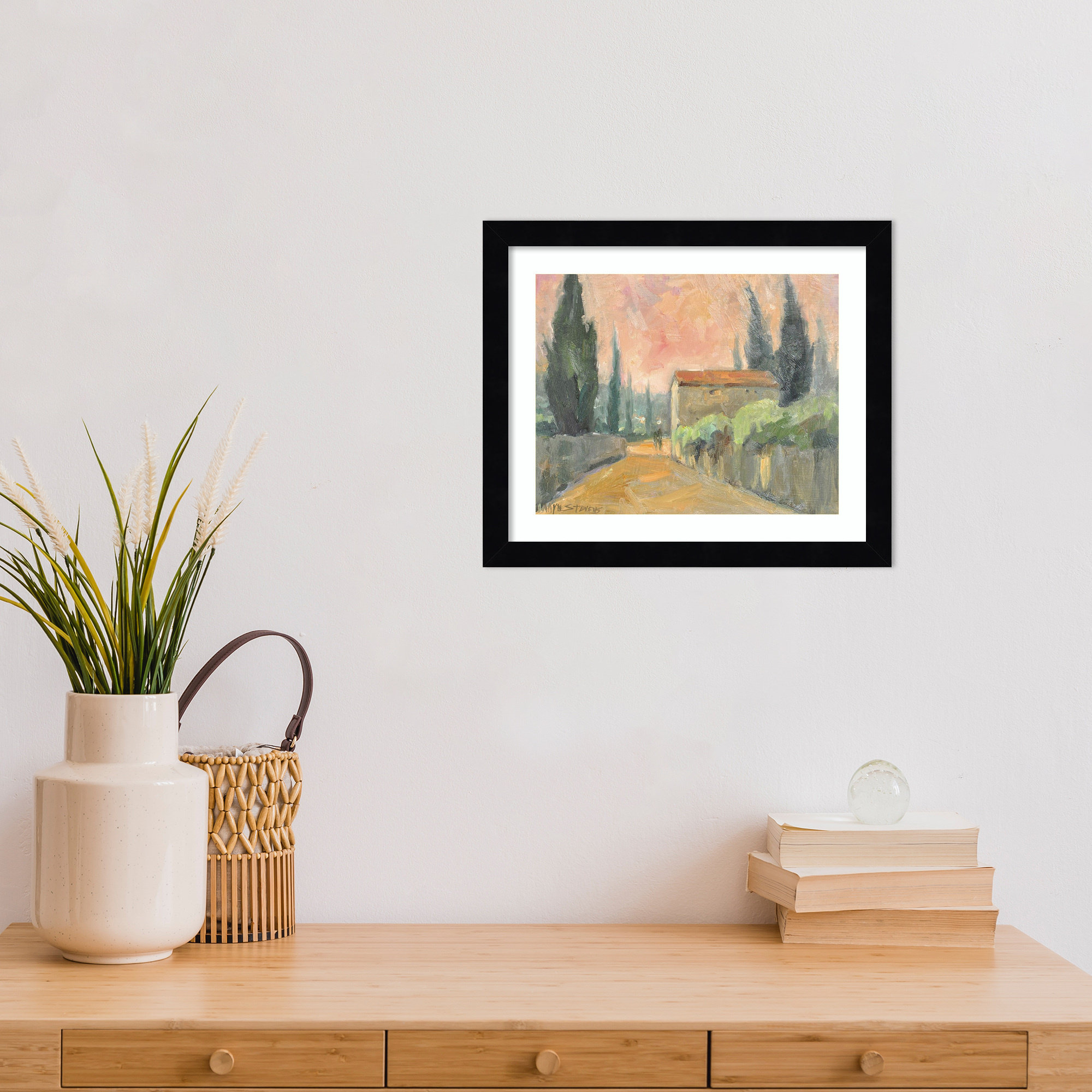 Tuscan Farmhouse by Wood Framed Wall Art Print, 11" H x 13" W, Black