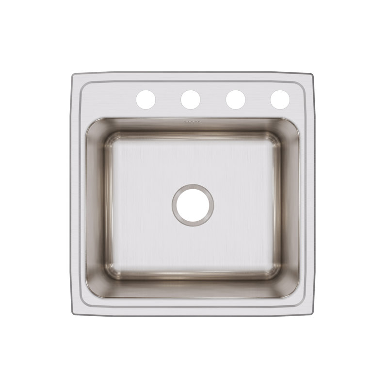 Lustertone 22" L x 22" W Drop-In Kitchen Sink, 4 hole