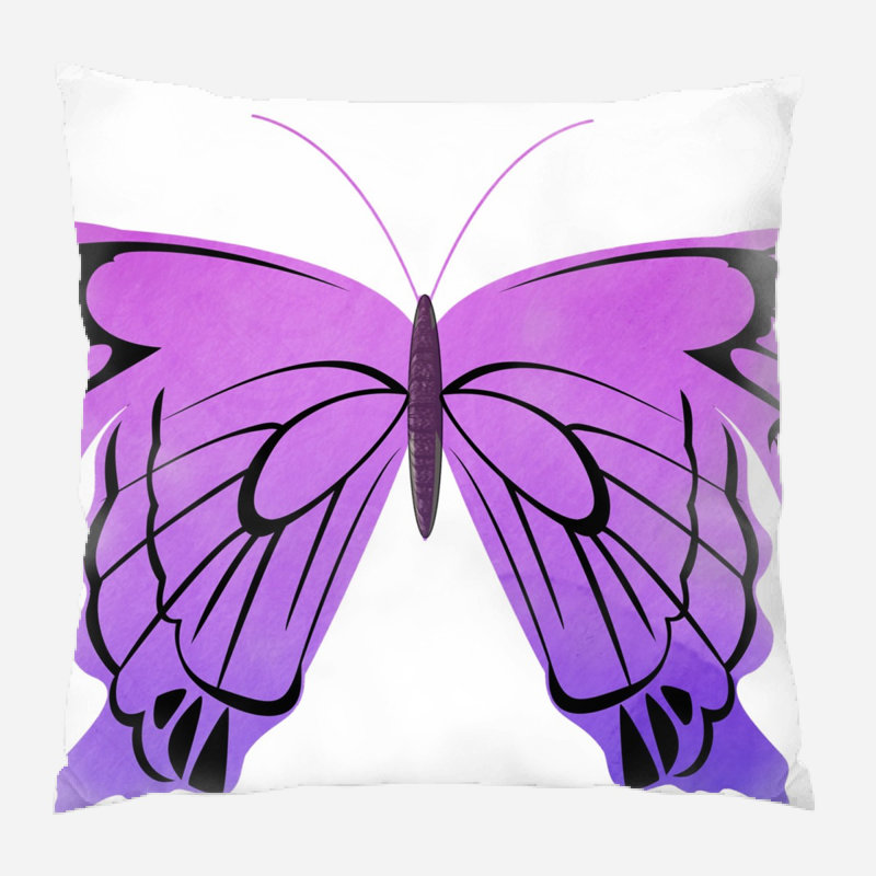 Coussin décoratif papillon Dietrick, Microsuède, Intérieur