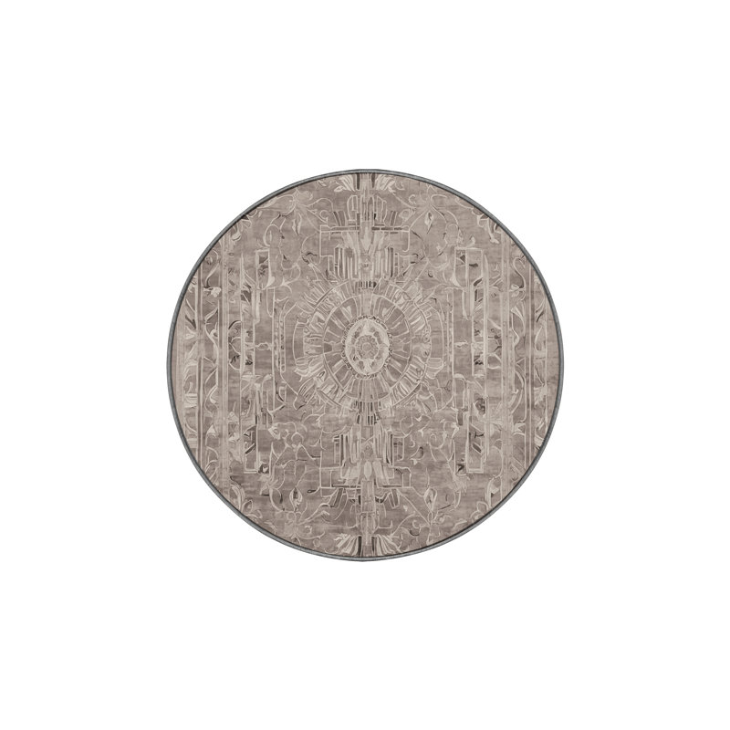 Machine Washable Gray Area Rug, Round 5'