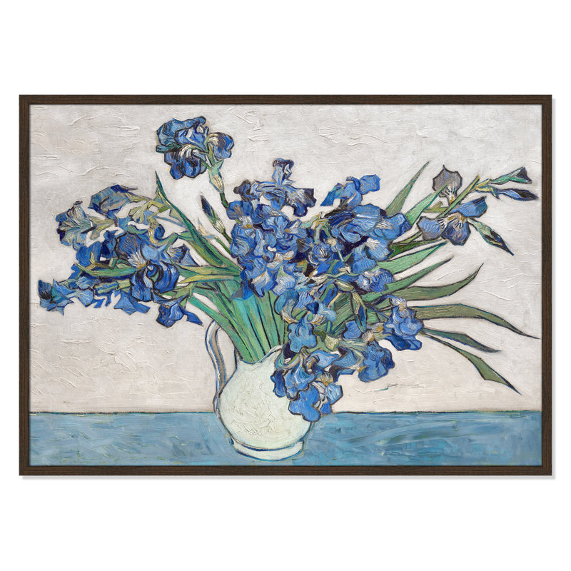 Imprimé iris bleu par Vincent Van Gogh, Noyer avec cadre fin, Pas de tapis, H 41,5 po x l 29,5 po
