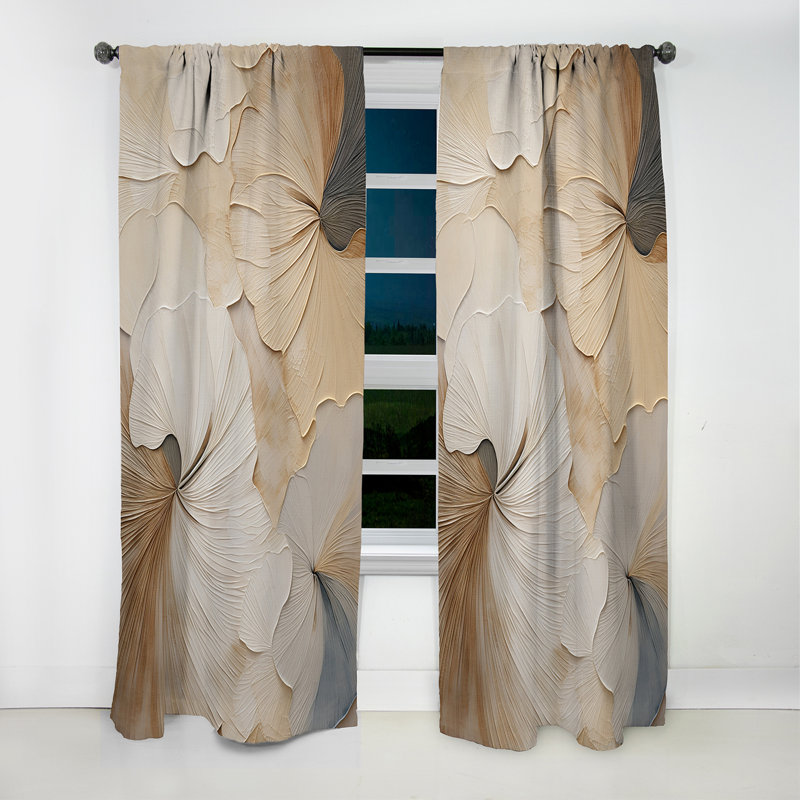 Beige minimalisme élégance en fleurs - rideau fleurs - rideau occultant floral - 1 panneaux, L 52 po x L 120 po