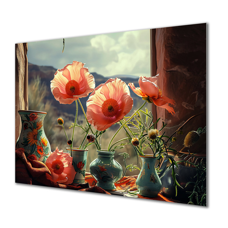 Dahmen - coquelicot, art mural, Sans cadre, métal, H 30 po x l 40 po