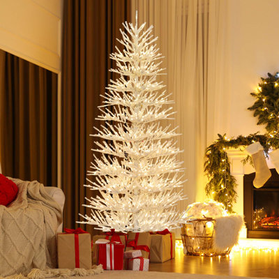Arbre de Noël à charnière artificiel 7 pi avec 820 pointes de corail