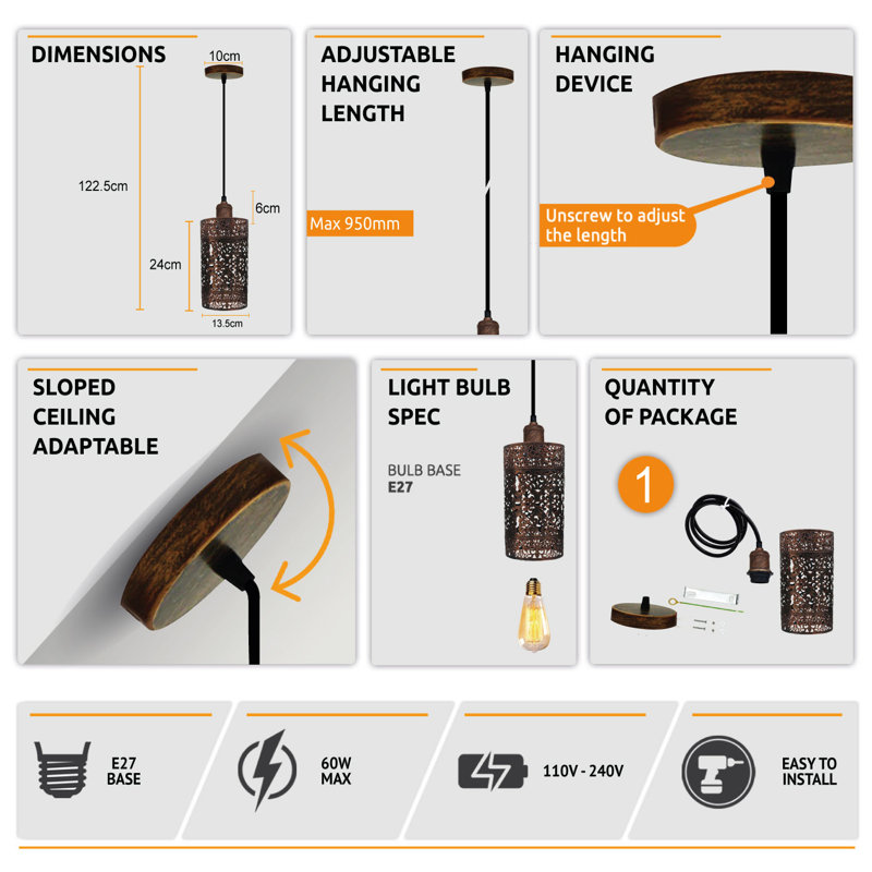 Mojica 1 - Light Single Pendant, Brushed Copper
