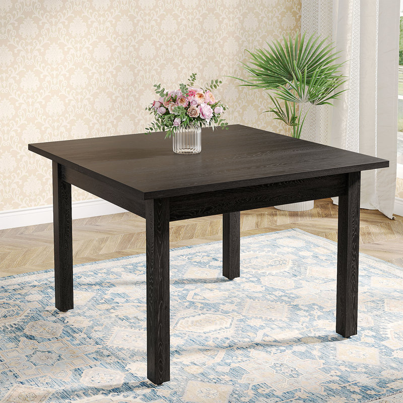 Square Wood Dining Table for 4, Black