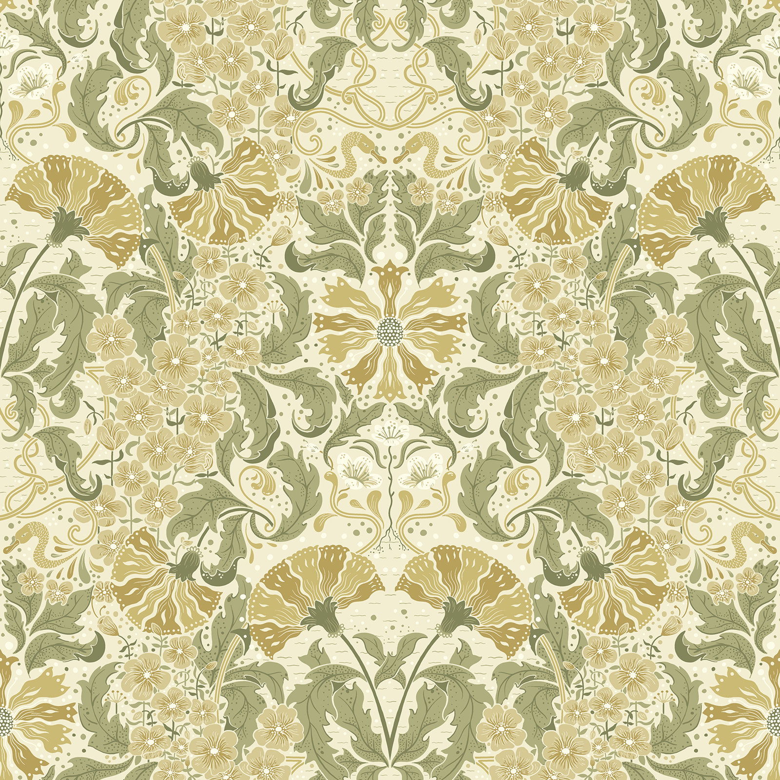 Francia Modern Floral Wallpaper, Gold