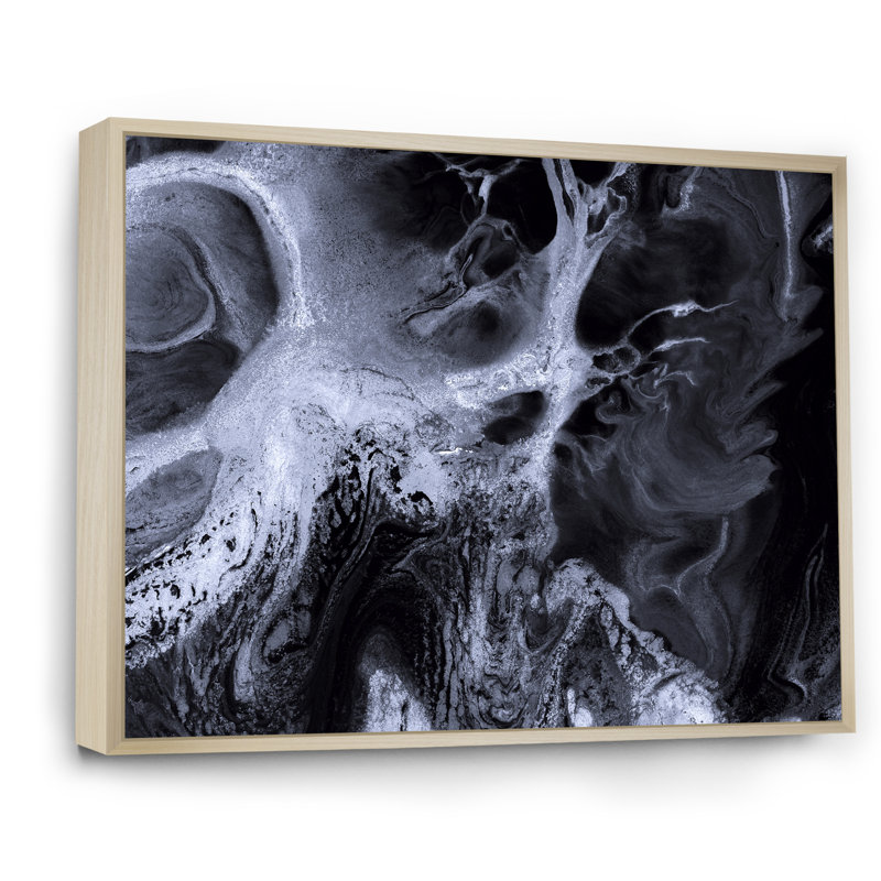 «Black and White Marble Waves», reproduction sur toile, H 30 po x l 40 po x P 1,5 po, Cadre flottant en érable