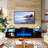 Fireplace Tv Stand With 36" Electric Fireplace, Led Light Entertainment Center, Modern Wood Texture Entertainment Stand With Highlight Storage Cabinet For Tvs Up To 80", 70 Inches-1198159608