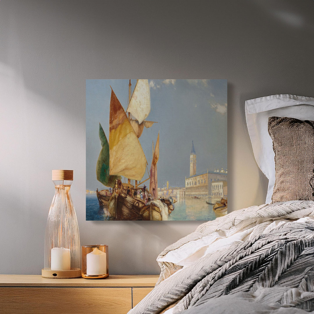 Venice Canal Canvas Wall Art, Sailboats, Gallery Wrapped Matte Print, Ready to Hang, Archival Quality, Venetian Seascape, Italian Scene