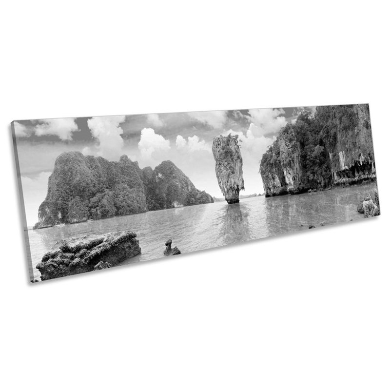 Thailand Beach Island B&W - Wrapped Canvas Panoramic Art Prints, 30.48cm H x 91.44cm W 