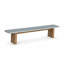 Ensemble de table de salle à manger et de banc en fibre de verre 86,6 po blanc mat intérieur / extérieur avec base en bois d'acacia Balictar-132791661