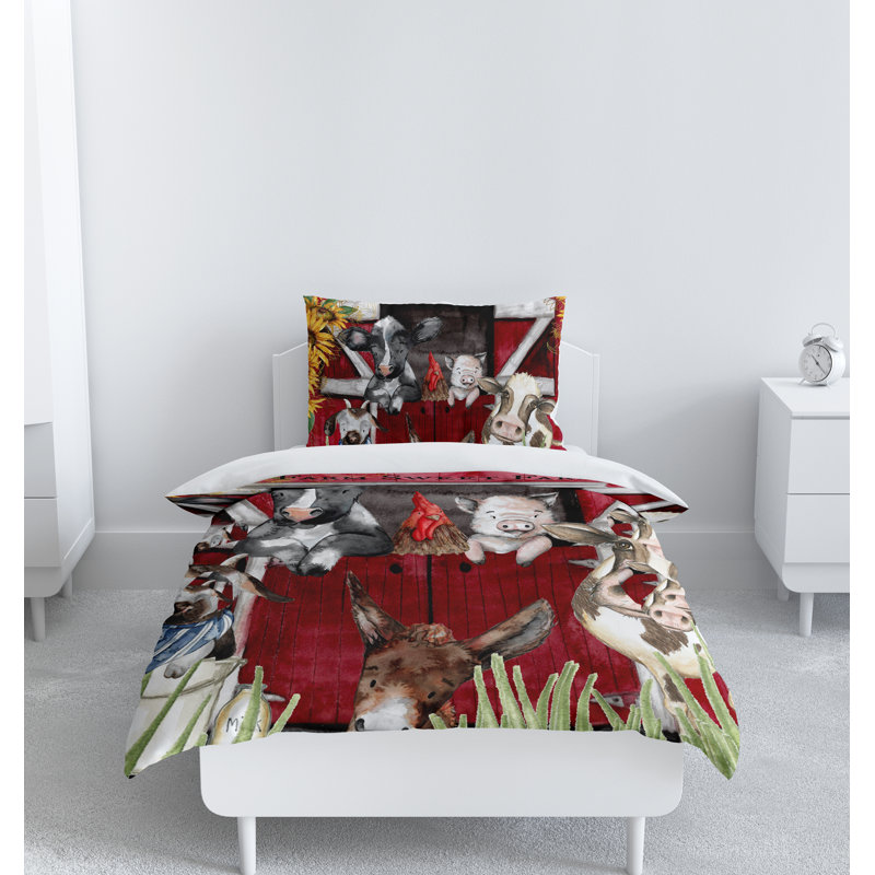 Polyester Abstract and Animal Print Duvet Cover Set, Twin Duvet Cover + 1 Queen Sham