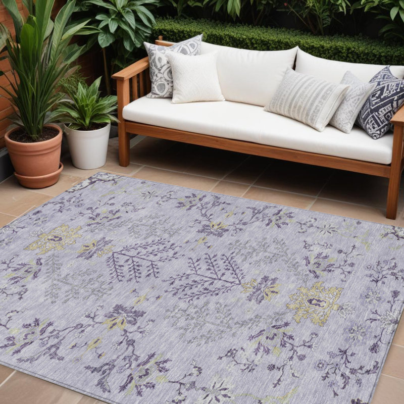 Tapis lavable floral mauve et gris 9 'X 12'