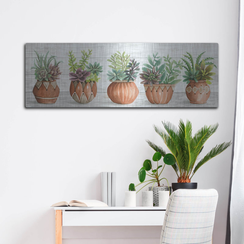 «Terracotta Pots I» par Cindy Jacobs, H 16 po x l 48 po