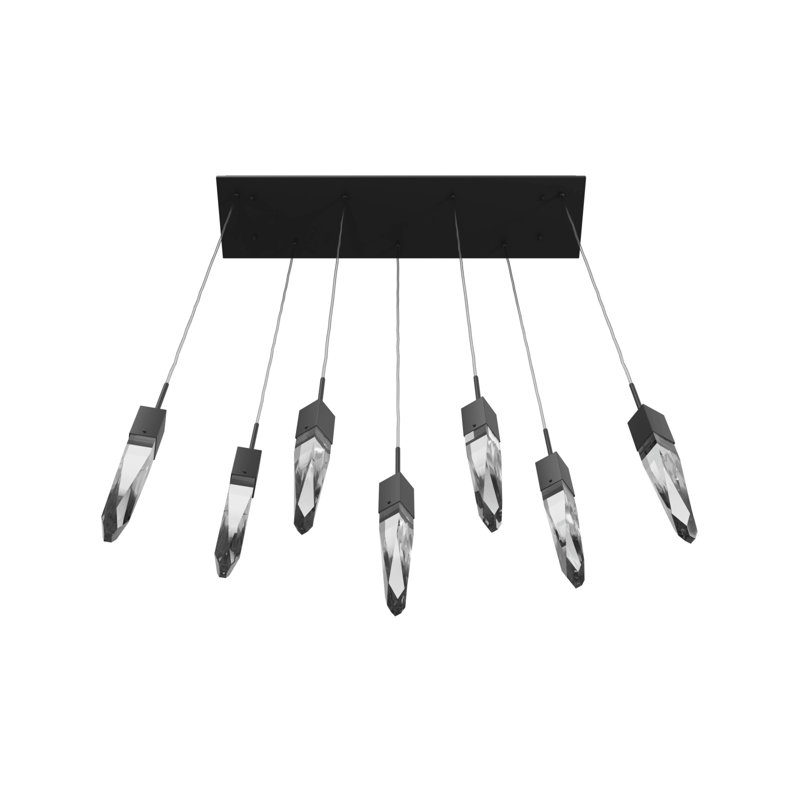 Luminaire suspendu pour îlot de cuisine 7 lumières DEL Aspen, Noir, Clear Crystal