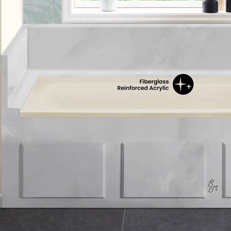 Baignoire en alcôve 60 "x 30" Voltaire, Beige / Blanc, Droite