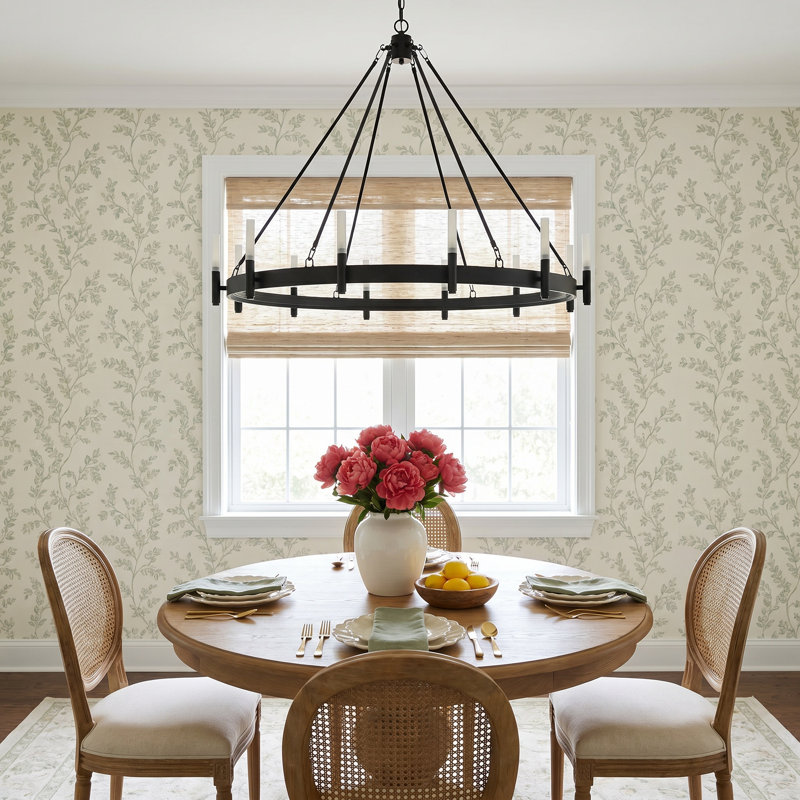 Bryden 12 - Light Dimmable Wagon Wheel Chandelier, Matte Black