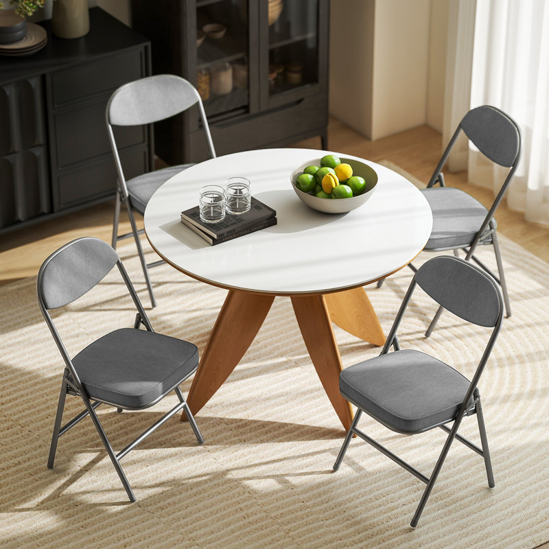 Fabric, Polyurethane, Polyester Padded Folding Chair Set, Grey