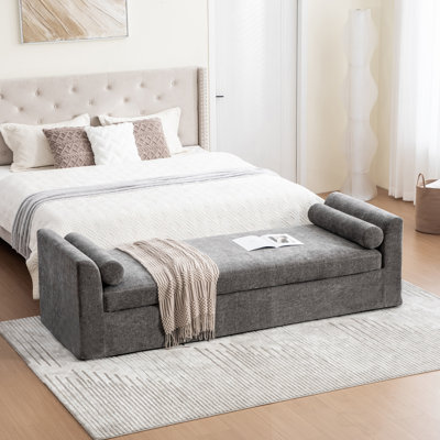 Banc avec accoudoirs et 2 coussins
