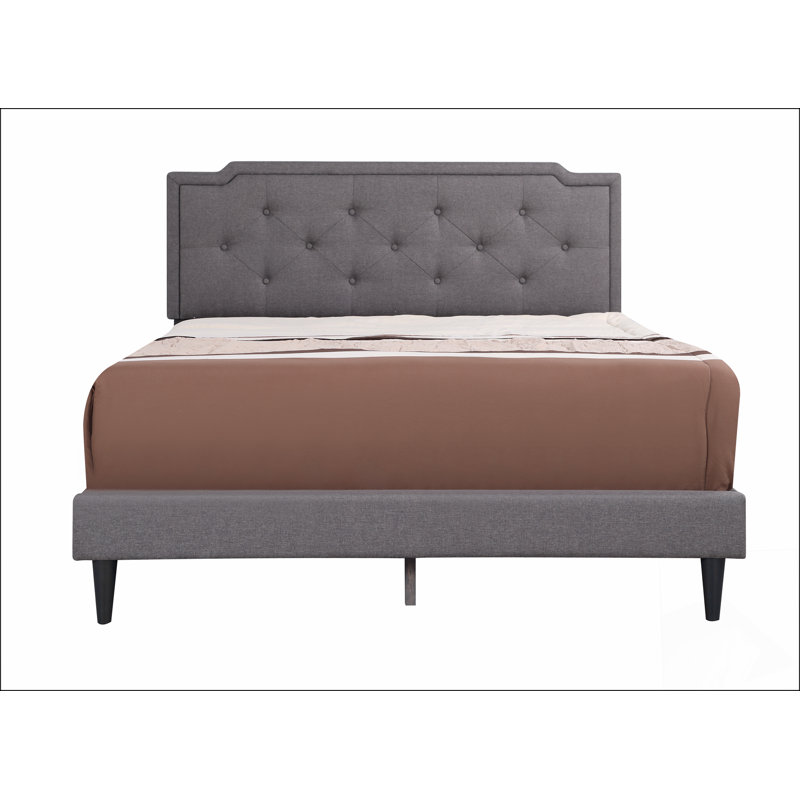 Upholstered Bed Frame With Button Tufted Headboard