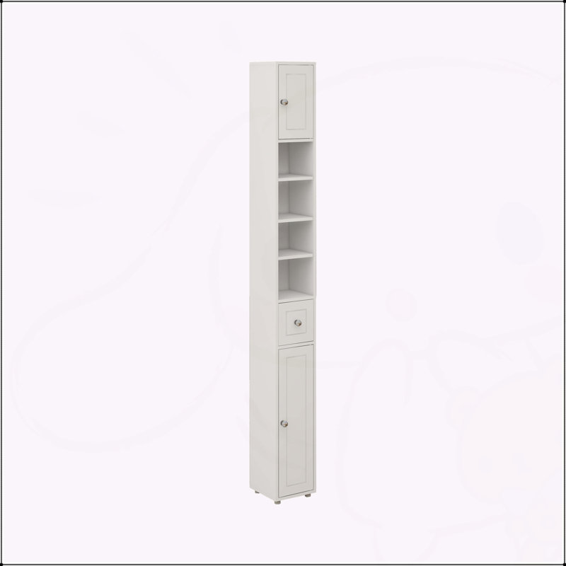 Armoire de salle de bain autoportante polyvalente avec plusieurs compartiments et tablettes