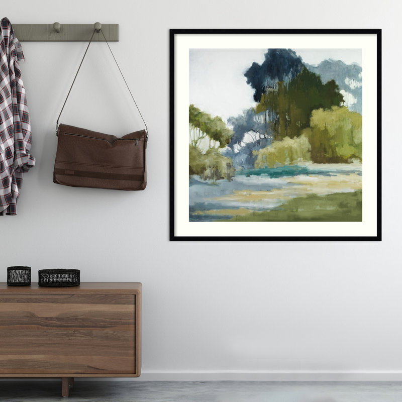 Bean Fileds Tall Trees by Jacqueline Ellens, 25" H x 25" W, Black Framed Paper