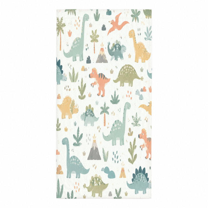 1Pièce de serviette de plage de dinosaure mignonne, dessin animé en microfibre à motif de parc thématique à séchage rapide, parfait pour la piscine, les voyages et le camping