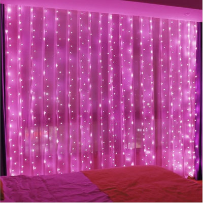 300 guirlandes lumineuses roses à DEL 300 lumières avec télécommande, 8 modes de prise USB imperméables pour fils de cuivre pour fenêtre de Noël