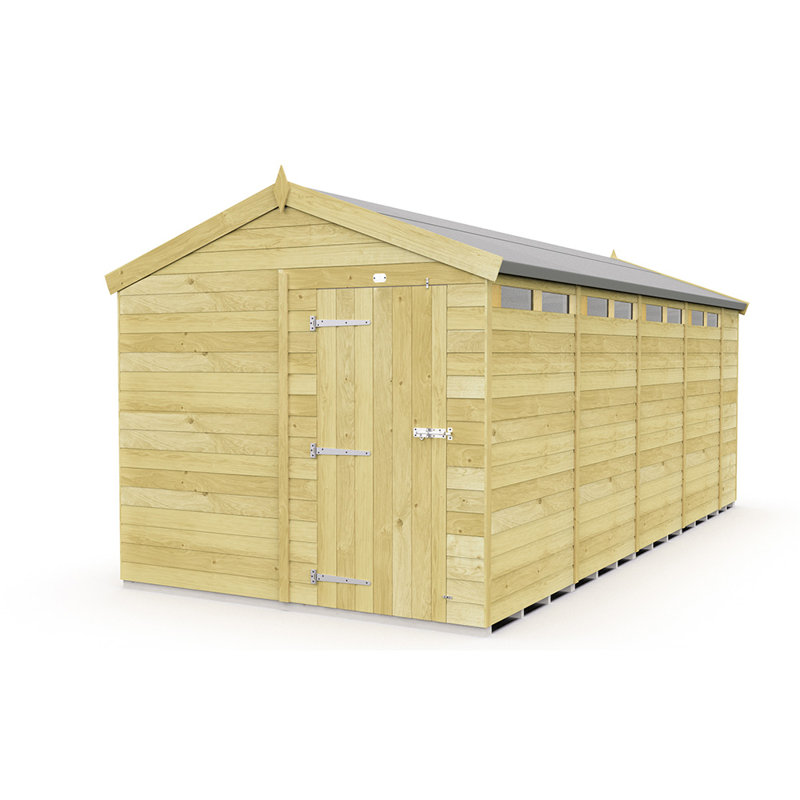 8ft x 19ft Apex Security Shed - Single Door