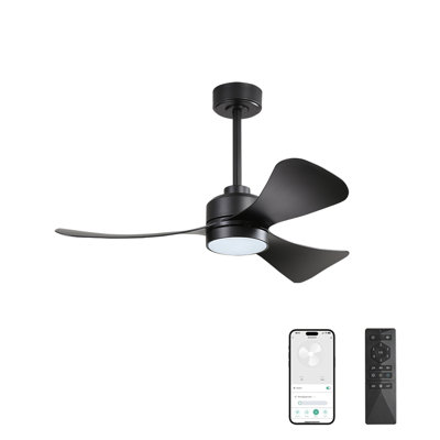 Ventilateur de plafond à DEL avec 3 pales en nickel et granules Boun 42 "avec télécommande et tige verticale Boun