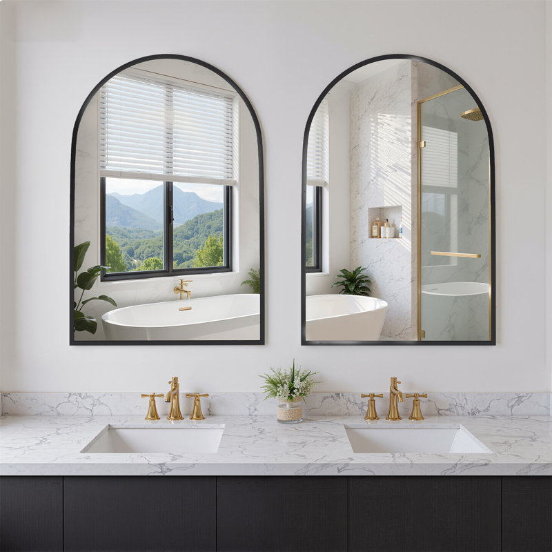 Miroir mural pour salle de bain Carmen, Noir