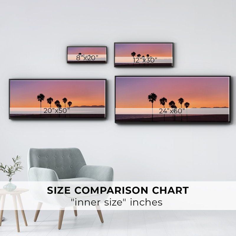 Coucher de soleil de Santa Monica - toile encadrée, H 20 po x l 50 po