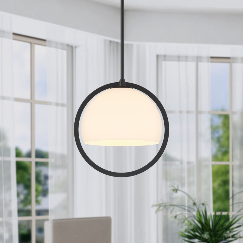 Bailen 1-Light Dimmable Adjustable Pendant, 12.5" H x 12" W x 12" D, Matte Black
