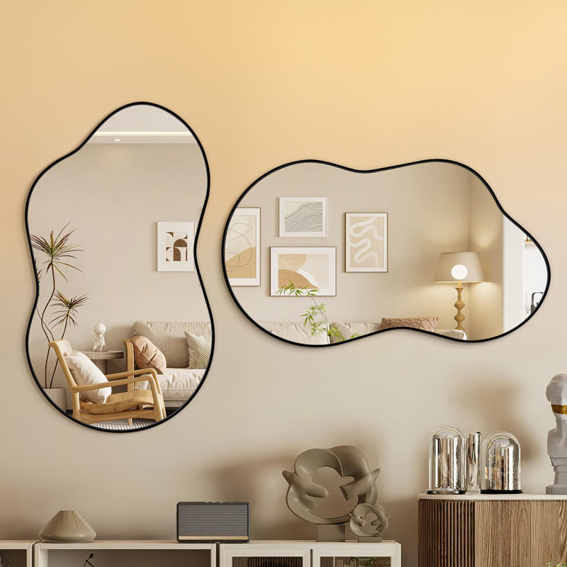 Ensemble de miroirs muraux en métal en forme de nuage, Noir, noir, noir, noir, 36 po x 20 po