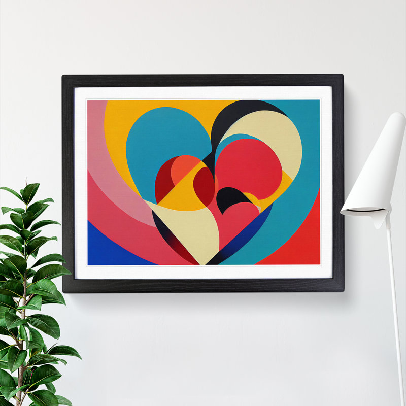 Abstract Art Love Heart Vol.5 - Single Picture Frame Print, Black, 46cm H x 64cm W x 2cm D