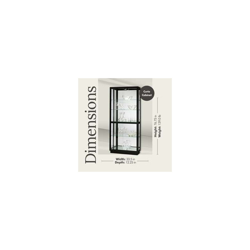 Jayden Lighted Curio Cabinet, Silver