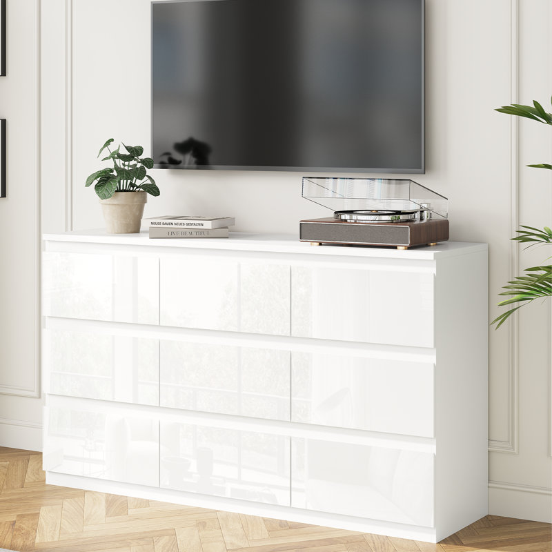Commode 9 tiroirs Ato, l 55,1 po, Blanc