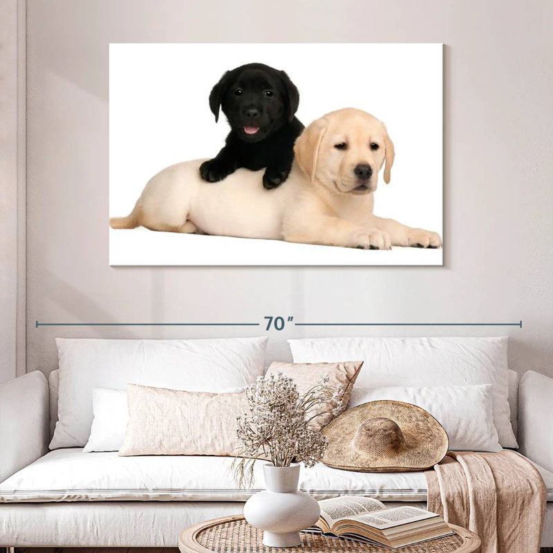 Yellow And Black Lab, 32" H x 48" W