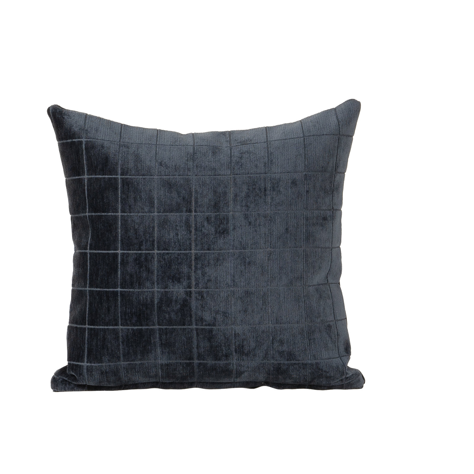 Otterville Velvet Grid Throw Pillow, 20"H x 20"W, Feather, Navy Geometric