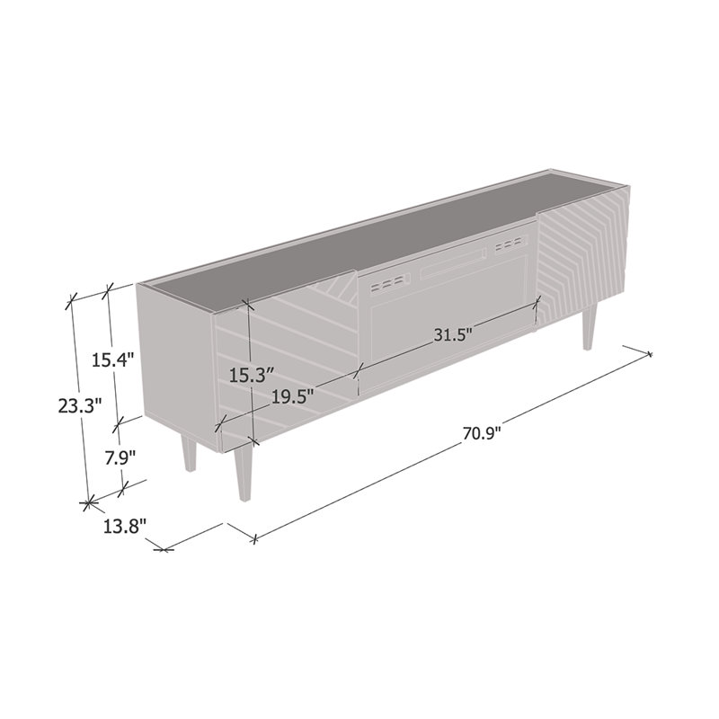 Gerlef 80" Modern TV Stand with Electric Fireplace, High Gloss Finish, Wall-Mounted, Black