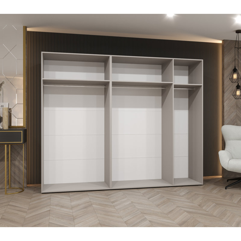 Manufactured Wood Wardrobe, black matt + handles: cashmere