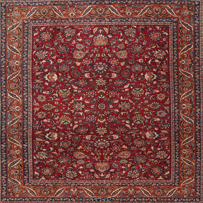 Tapis oriental rouge Candice, Carré 8 pi