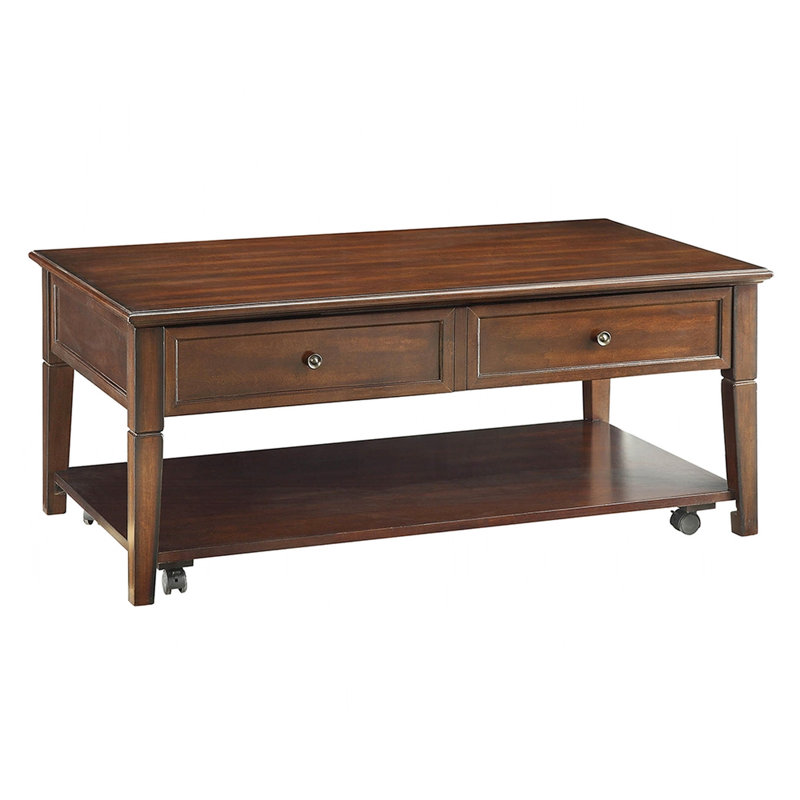 Table basse à plateau relevable en noyer avec rangement pour magazines et couvertures