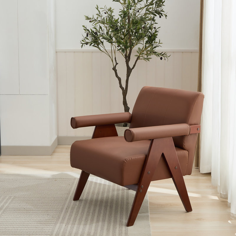 Fauteuil de 29,1 po de largeur Lanesborough, Similicuir brun