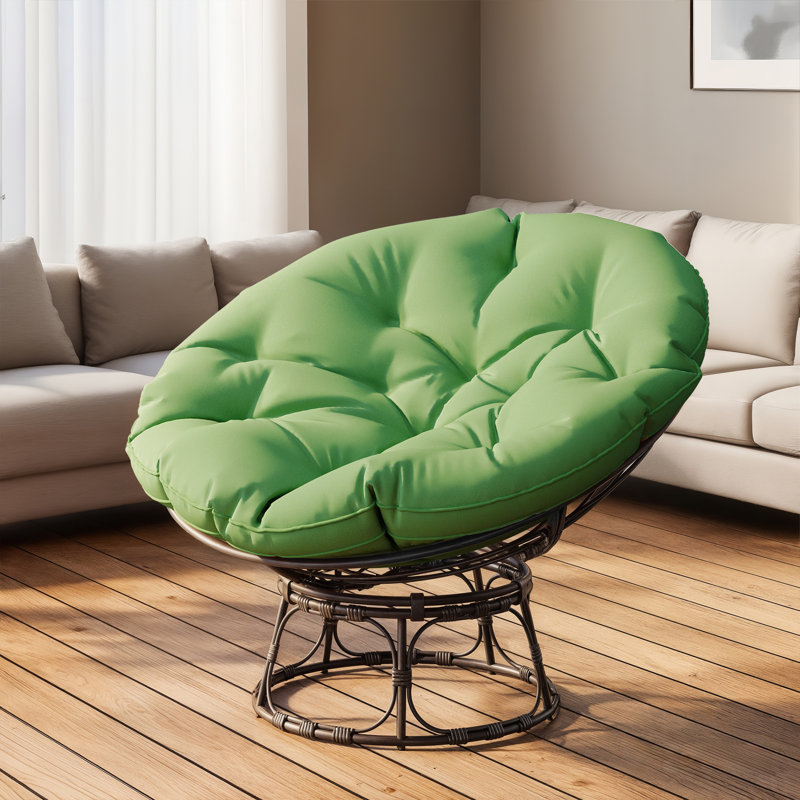 Papasan Patio Chair with Cushions, Green, 49"W x 36"H x 12"D