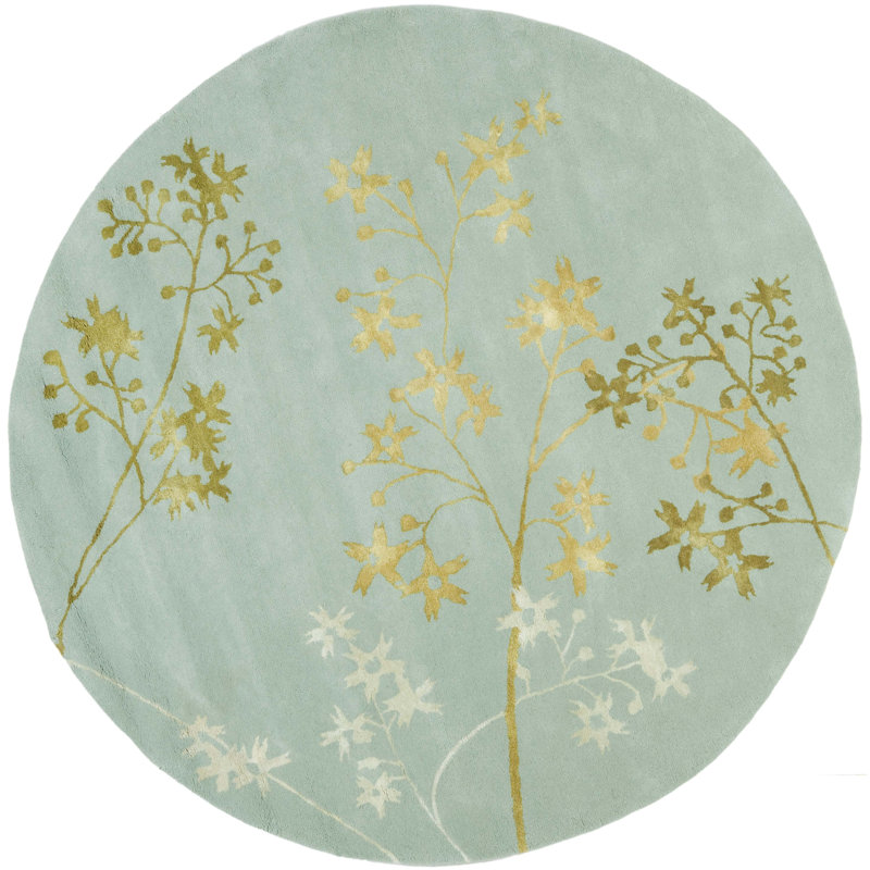 Soho Hand Tufted Wool And Viscose Floral Rug, Round 6'