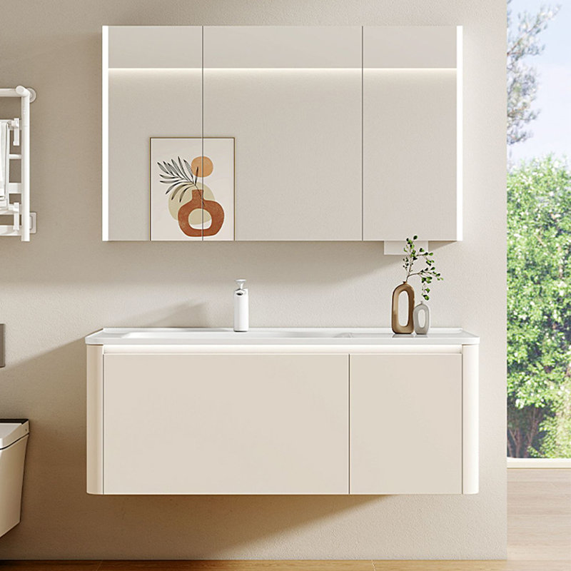 Modern cream style simple bathroom cabinet
