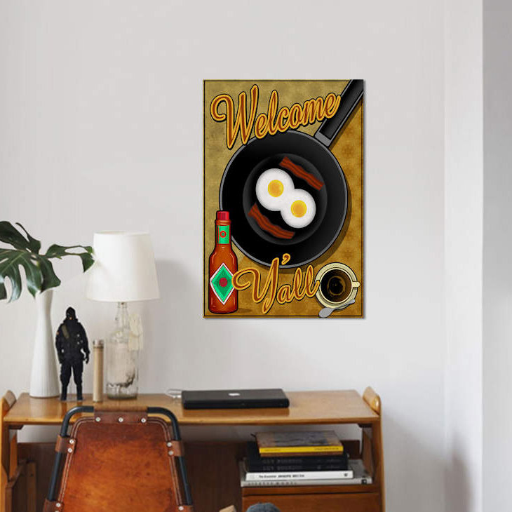 « welcome y’all », reproduction d’impression sur toile, H 12 po x l 8 po x P 0,75 po, Toile tendue, Pas de tapis